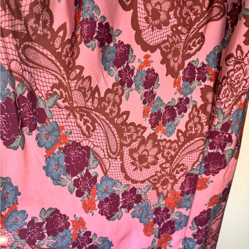 Intimately by Free People Pink Floral Lace Print Maxi Slip Dress| size m | boho - Picture 6 of 13